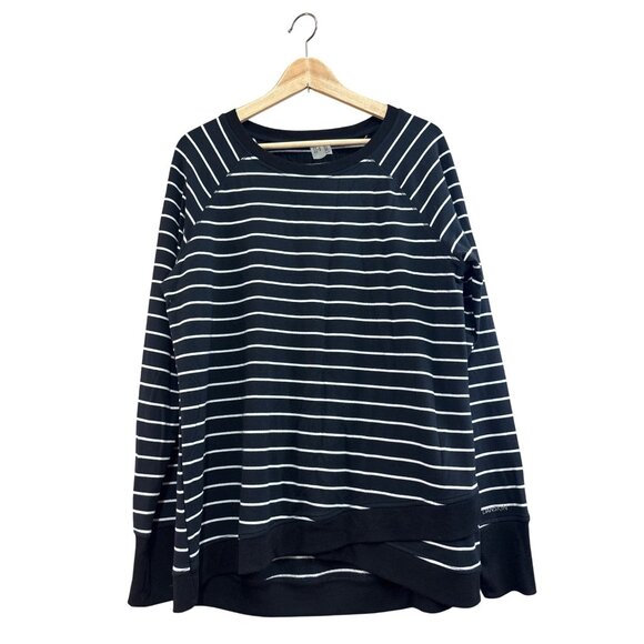 Danskin Womens Black & White Striped Sweatshirt XL - Picture 2 of 9